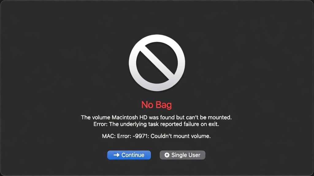 no bag entry mac error fix macOS installation