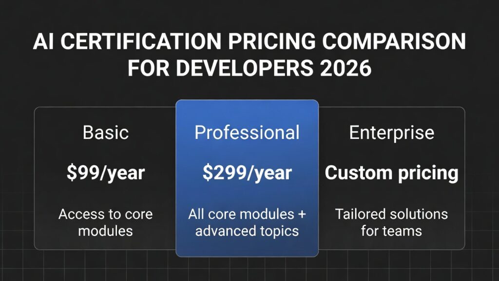AI certification pricing comparison for developers 2026