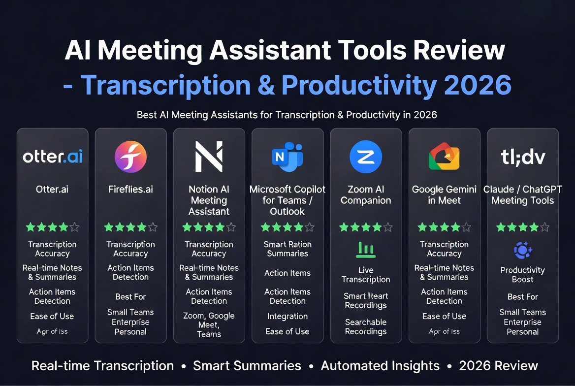 ai meeting assistant tools review for transcription and productivity