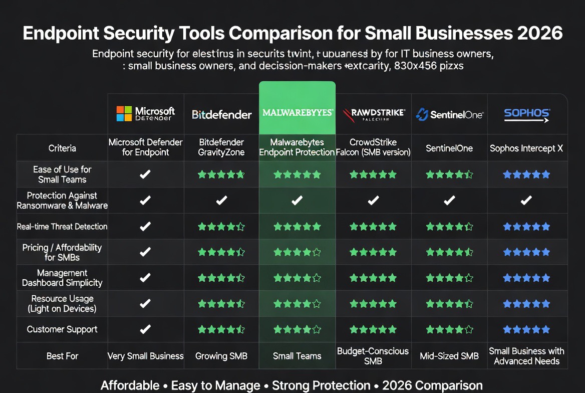 endpoint security tools comparison for small businesses