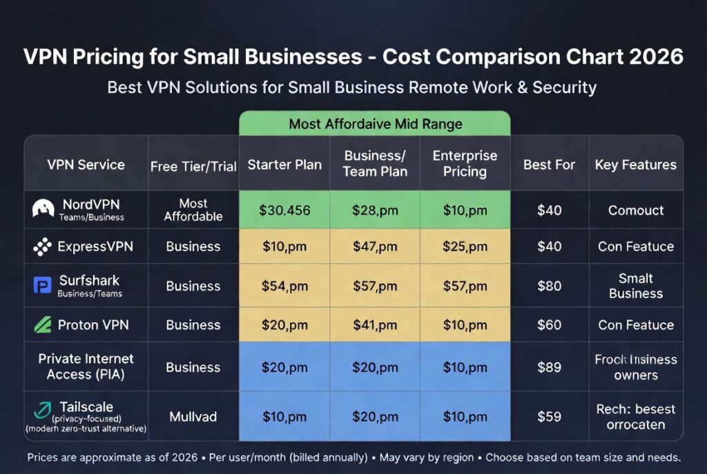vpn pricing for small businesses cost comparison