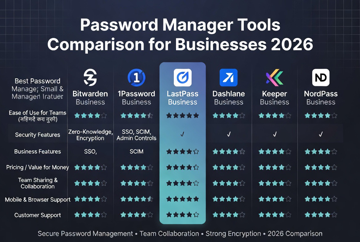 password manager tools comparison for businesses 2026