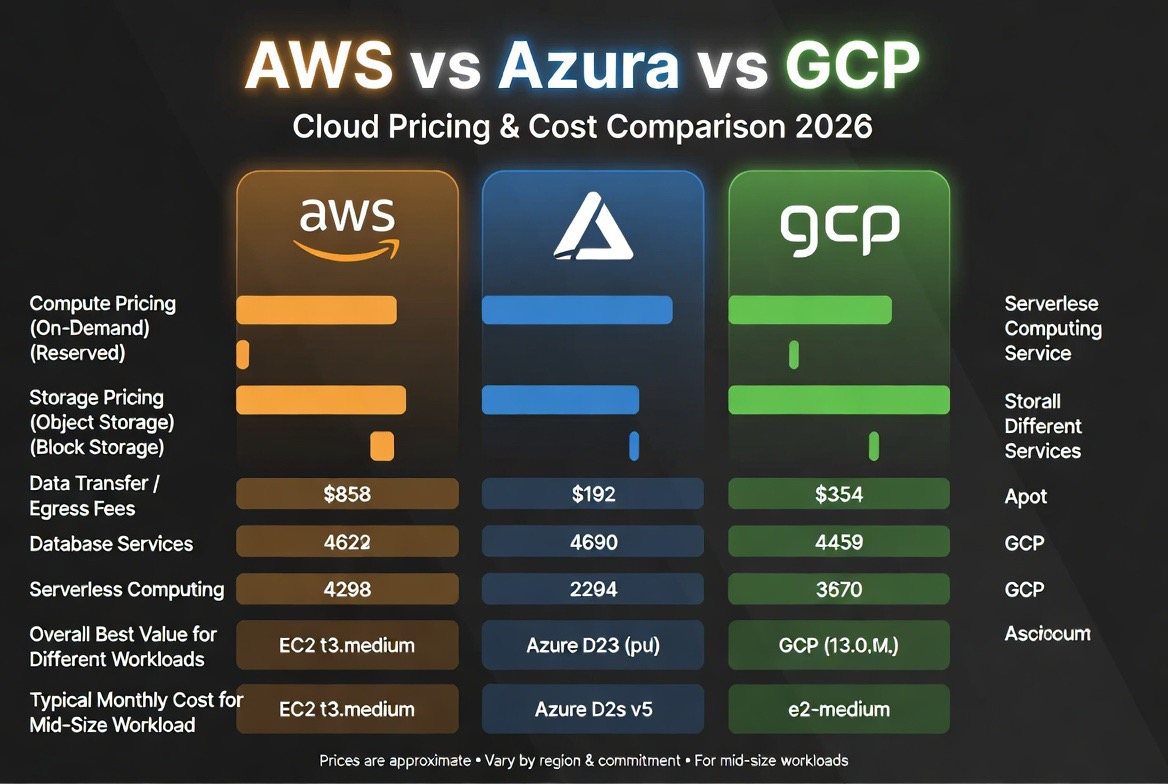 aws vs azure vs gcp cost comparison chart for cloud pricing