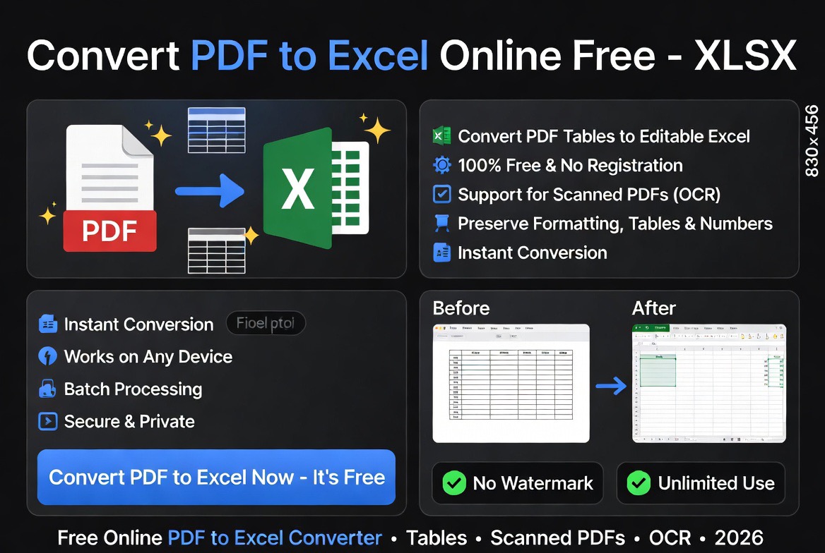 Convert PDF to Excel Online Free