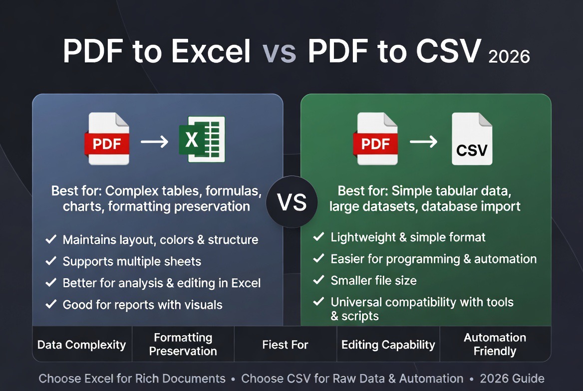 PDF to Excel vs PDF to CSV